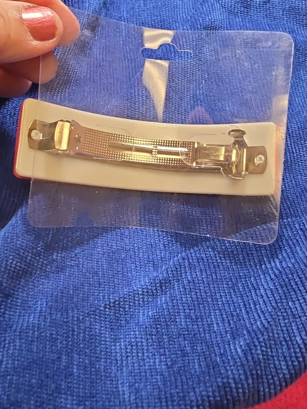 Pink  Rectangular Hair Barrette with Gold-Tone Clasp